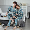 Ice Silk Couple Pajamas Spring And Summer Long-sleeved Printed Silk Pajamas - Men's Pajama Set - Verzatil 