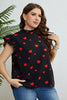 Plus Size Heart Print Butterfly Sleeve Mock Neck Top