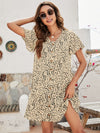 Animal Print Button Front Flutter Sleeve Dress