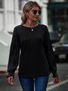 Round Neck Dropped Shoulder Flounce Sleeve T-Shirt