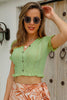 Buttoned Frill Hem Cropped Knit Top