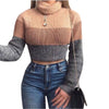 Tri-color knitted turtleneck T-shirt sweater - Verzatil 