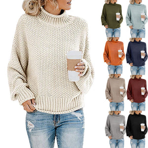 Cardigan thick thread turtleneck pullover - Verzatil 