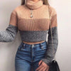 Tri-color knitted turtleneck T-shirt sweater - Verzatil 