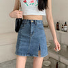 Split denim skirt - Women's Bottom - Verzatil 