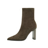 Mid-tube booties pointed suede women's boots - Women's Shoes - Verzatil 