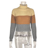 Tri-color knitted turtleneck T-shirt sweater - Verzatil 