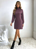 Ribbed Turtle Neck Long Sleeve Dress