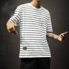 Striped Short-sleeved T-shirt Men's Bottoming Shirt Plus Size - Verzatil 