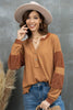 Notched Neck Waffle-Knit Blouse