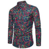 New Style Men's Fashion Long-sleeved , Nightclub Flower Men's Shirt - Verzatil 