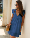 Summer V-neck Cotton Short Skirt Solid Color Dress