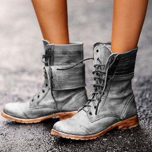 Retro European And Beautiful Shoes Lace Up Two-Wear Short Boots women shoes - Verzatil 