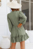 Smocked Balloon Sleeve Ruffle Hem Dress