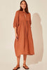 Tie Neck Lantern Sleeve Midi Dress