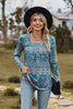 Printed Square Neck Long Sleeve Blouse