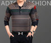 Spring and autumn middle-aged men's long-sleeved T-shirt cotton lapel - Verzatil 