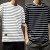 Striped Short-sleeved T-shirt Men's Bottoming Shirt Plus Size - Verzatil 