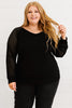 Plus Size Sheer Striped Sleeve V-Neck Top