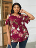 Plus Size Cold-Shoulder Round Neck Curved Hem Tee