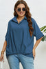 Plus Size Collared Half Sleeve Hem Detail Top