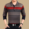 Spring and autumn middle-aged men's long-sleeved T-shirt cotton lapel - Verzatil 