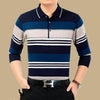 Spring and autumn middle-aged men's long-sleeved T-shirt cotton lapel - Verzatil 