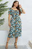 Plus Size Floral Short Sleeve Slit Dress