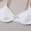 Women's Sexy Split Chain Solid Color Halter Strap Bikini Swimsuit Two Piece - Verzatil 