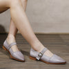 Women's leather pointed toe buckle retro flat shoes - Women's shoes - Verzatil 