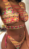 Pineapple Bikini for big boob Women Lace Up Swimwear Thong bikini set two pieces - Verzatil 