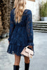 Mock Neck Flounce Sleeve Layered Dress