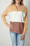 Color Block Exposed Seam Notched T-Shirt