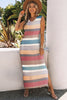 Striped Slit Sleeveless Maxi Dress