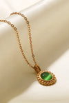 18K Gold Plated Stone Pendant Chain Necklace