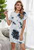 Tie-Dye Round Neck Tee Dress with Pockets