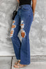 Distressed High Waist Flare Jeans