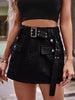 High Waist Denim Cargo Shorts