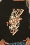 GIVE THANKS BABE Sequin Long Sleeve Blouse