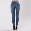 Fashion hole embroidered high-elastic denim women's trousers - Women's Bottom - Verzatil 