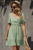 Smocked Waist Flounce Sleeve Ruffle Hem Dress