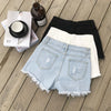 Beaded denim shorts with high waist - Verzatil 