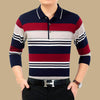 Spring and autumn middle-aged men's long-sleeved T-shirt cotton lapel - Verzatil 