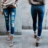Frayed white ripped slim fit jeans -  Women's Bottom - Verzatil 
