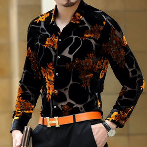 Long Sleeve Shirt Slim Fashion Men (Silk) - Verzatil 