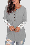 Lace Detail Button Front T-Shirt