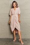 Surplice Neck Tulip Hem Dress