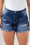 Plus Size Distressed Frayed Hem Denim Shorts