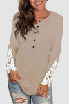 Lace Detail Button Front T-Shirt