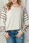 Leopard Round Neck Long Sleeve Top